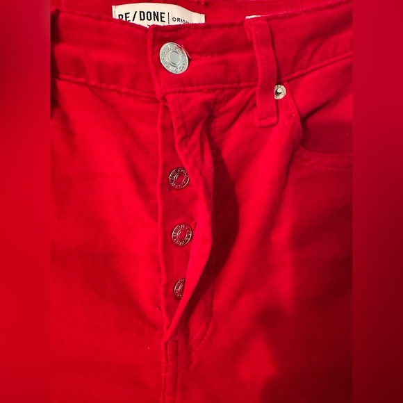 RE/DONE 26 Velvet High Rise Ankle Crop Jeans Pants Red Holiday Christmas Party - Picture 6 of 16